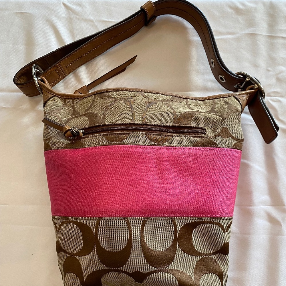 Coach brown and pink purse - Picture 1 of 9